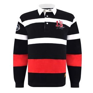 Men's Black and Red Striped Rugby Shirt